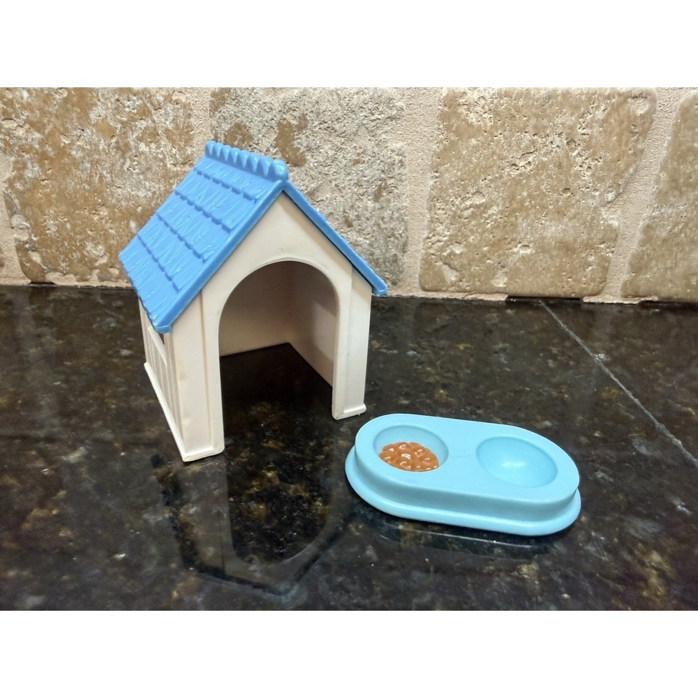 Fisher Price Loving Family Dream Dollhouse Dog House For Puppy Doggie Food Dish